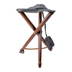 TREPIED BOIS SIEGE CUIR TM