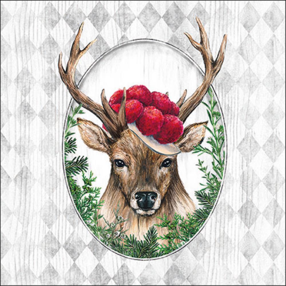 SERVIETTE CERF DANS CADRE