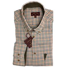 CHEMISE CARREAUX ORANGE KAKI