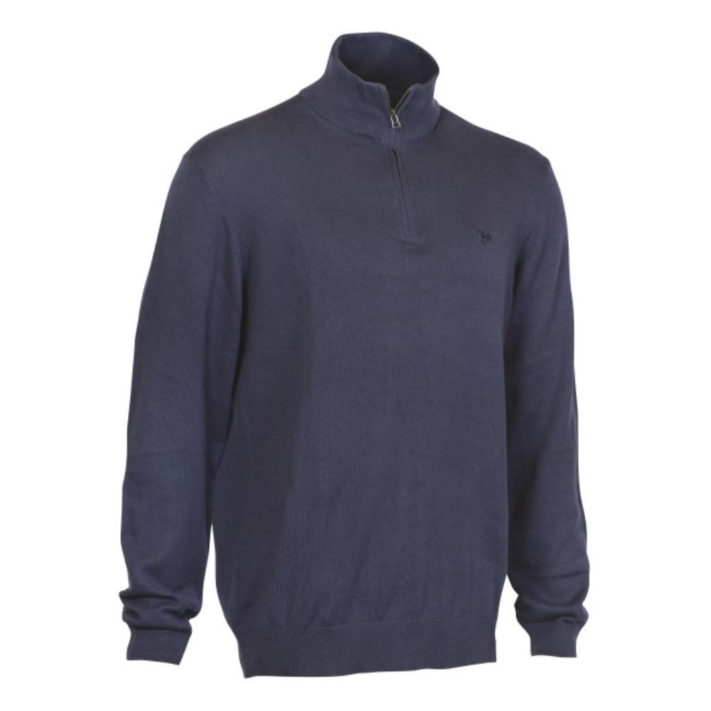 PULL WEEKEND COL ZIPPE BLEU