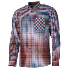 CHEMISE COTON CARREAUX BLEU MARRON