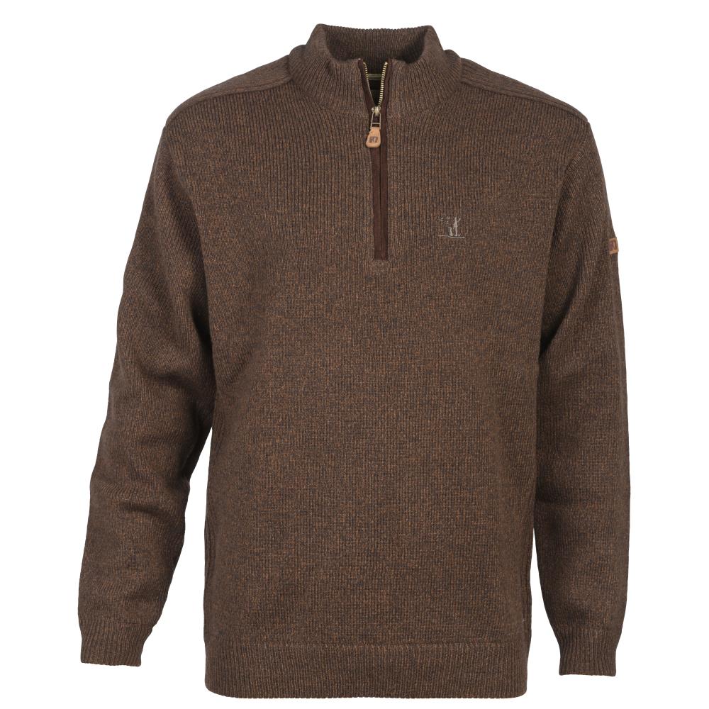 PULL COL ZIP ISLANDE MARRON
