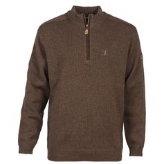 PULL COL ZIP ISLANDE MARRON