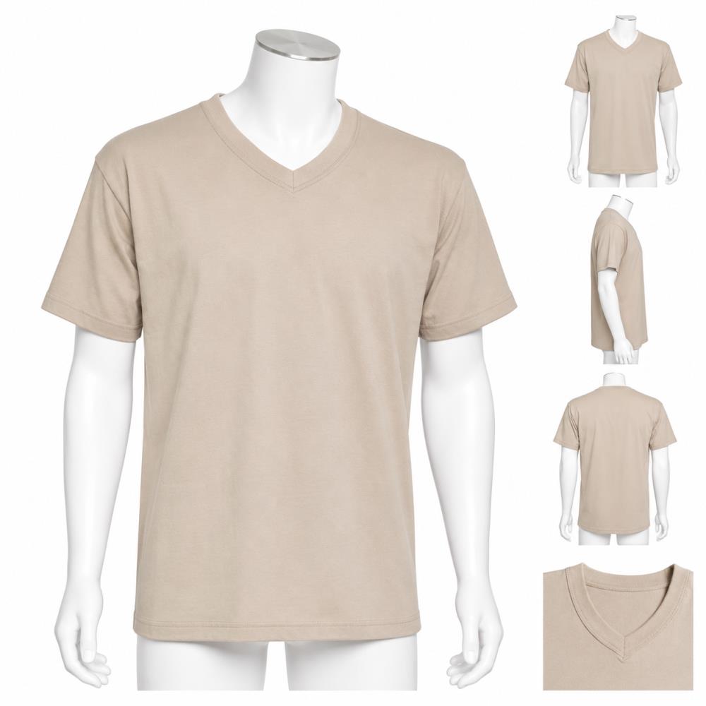 TSHIRT VEGAS COL V BEIGE