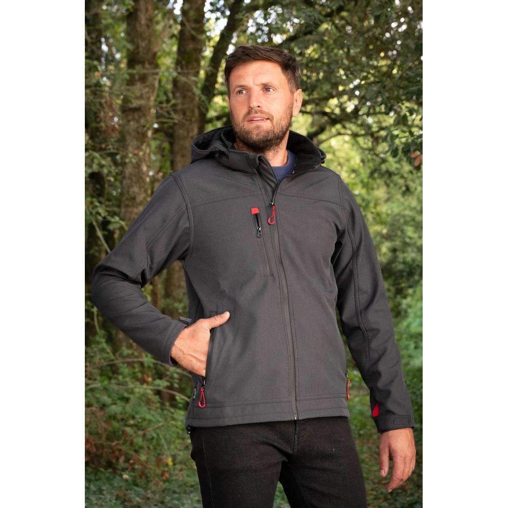 Veste Softshell OEX - Gris - Taille S - Capuche, Fermeture éclair - Occasion
